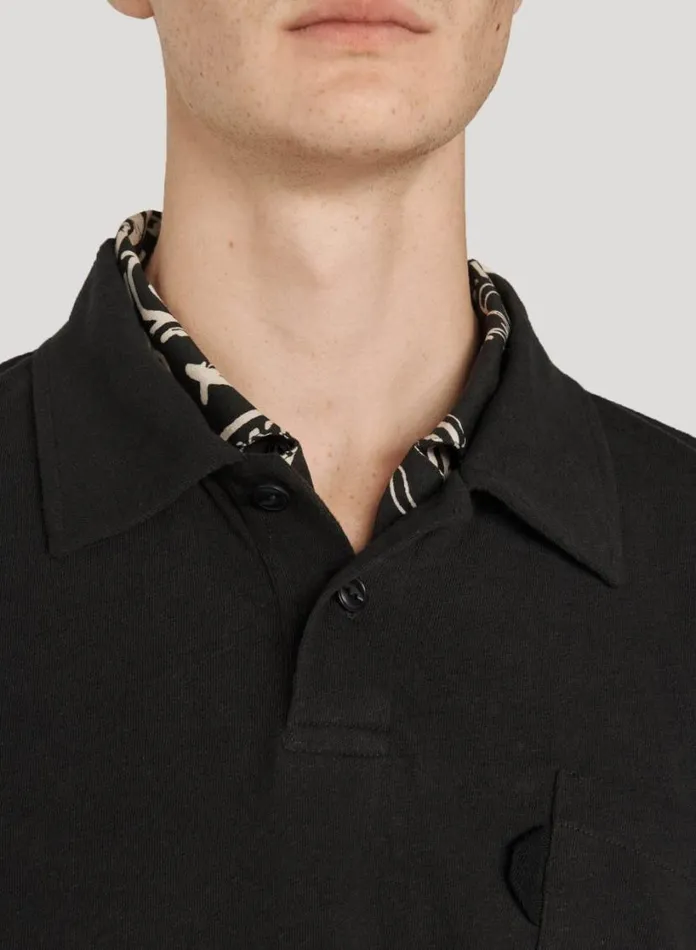 YMC Ivy Polo T Shirt Black Mens TShirts