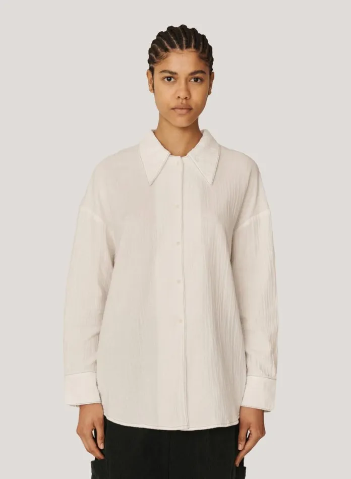 YMC Lena Doublecloth Cotton Shirt White Womens Shirts