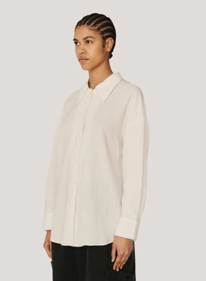 YMC Lena Doublecloth Cotton Shirt White Womens Shirts