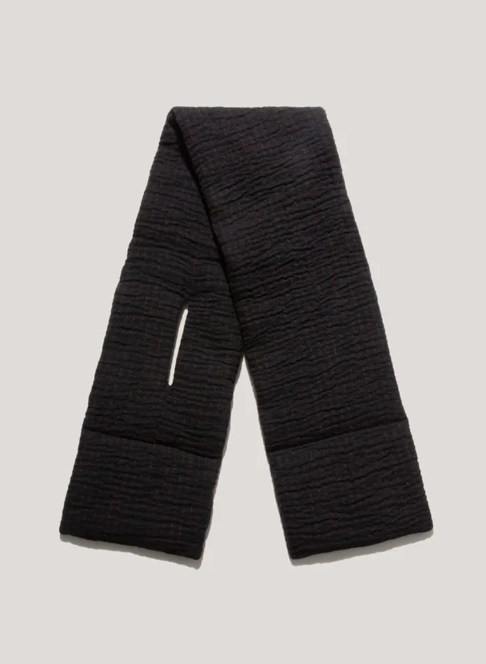 YMC Textured Slot Scarf Black Womens Scarves