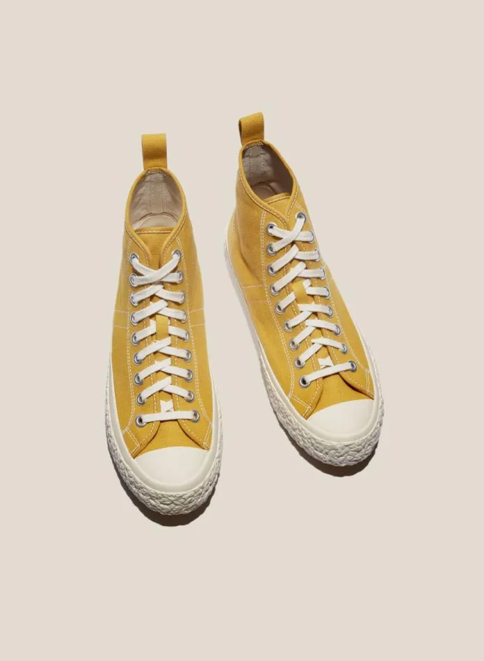 YMC Vulcanised High Top Sneakers Yellow Mens Footwear