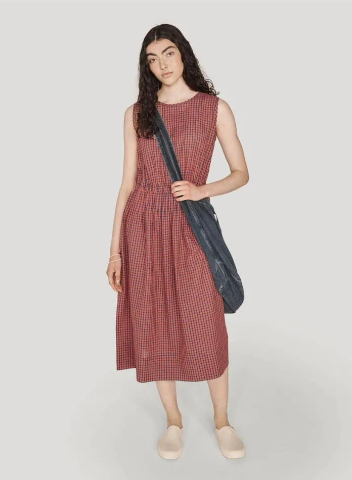YMC Wednesday Dress Red Multi Womens Dresses