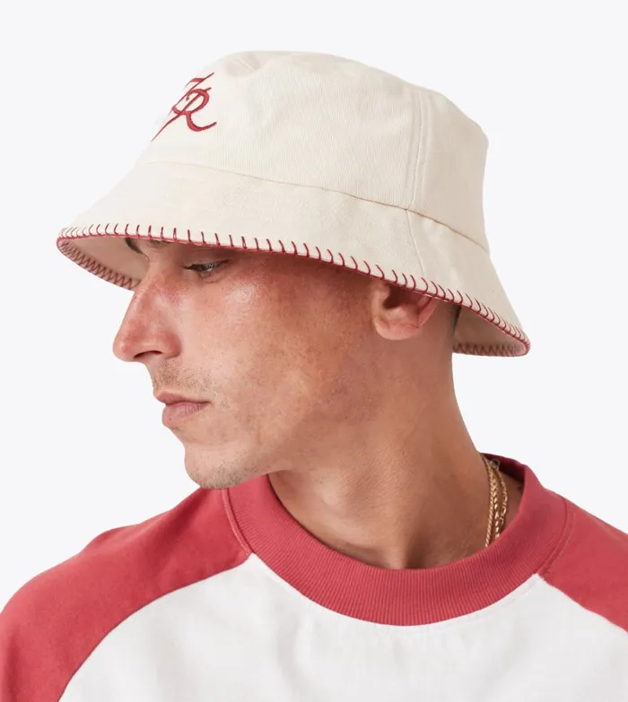 Zanerobe Accessories Men Stitched Emblem Bucket Hat Beige