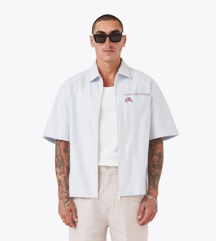 Zanerobe Shirts Men Boxy SS Overshirt 20 Blue Stripe