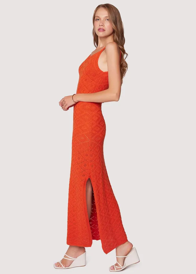 Zinnia Halter Knit Midi Dress Rust Women Lost Wander Dresses