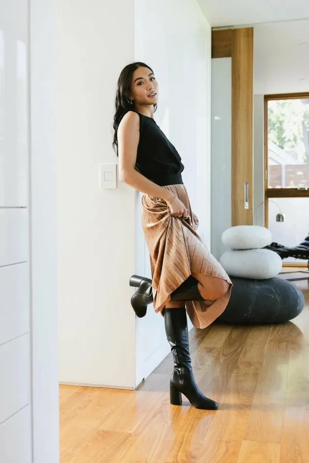 Zoe Velour Skirt In Taupe Taupe Women Bohme Skirts