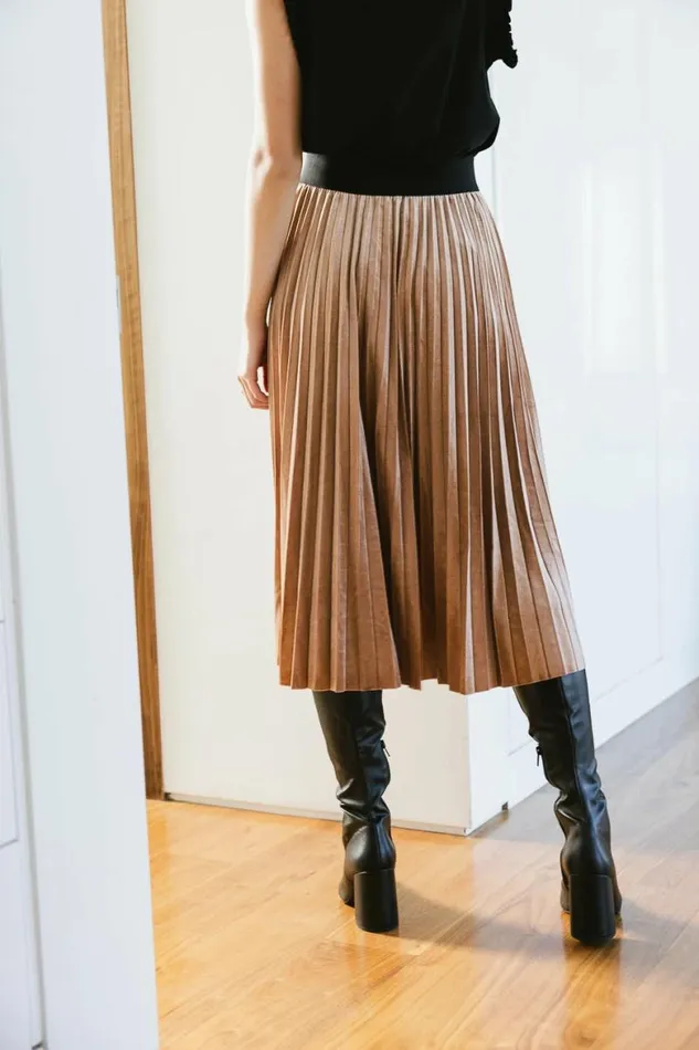 Zoe Velour Skirt In Taupe Taupe Women Bohme Skirts