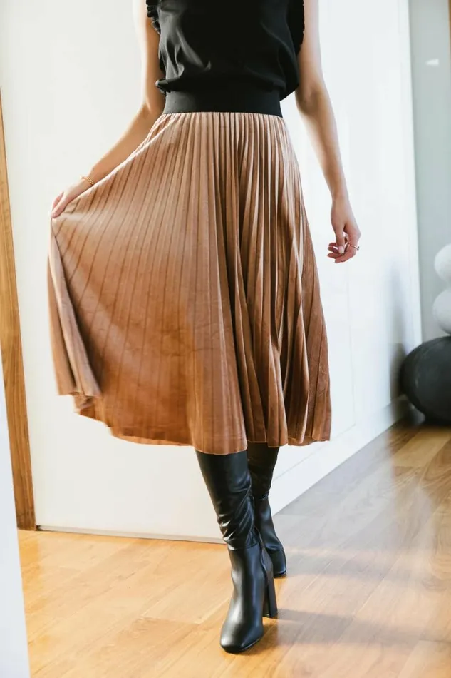 Zoe Velour Skirt In Taupe Taupe Women Bohme Skirts