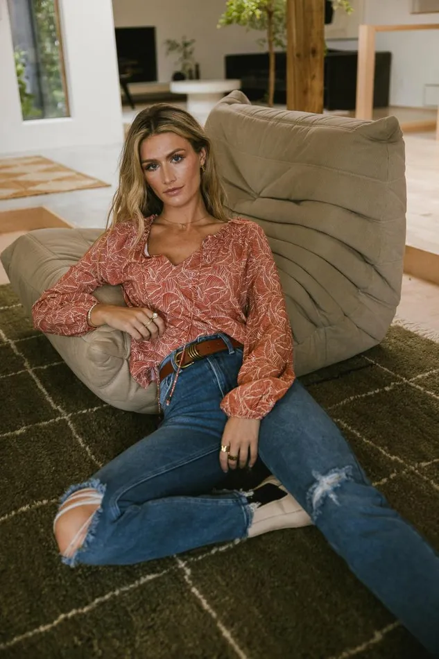 Zoey Printed Blouse Rust Women Bohme Tops