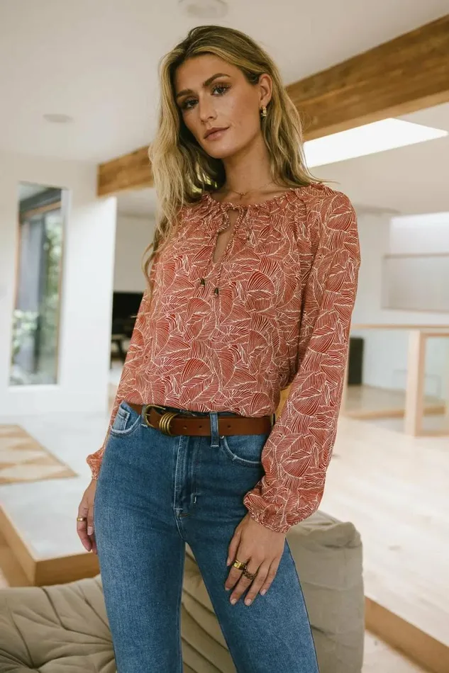 Zoey Printed Blouse Rust Women Bohme Tops